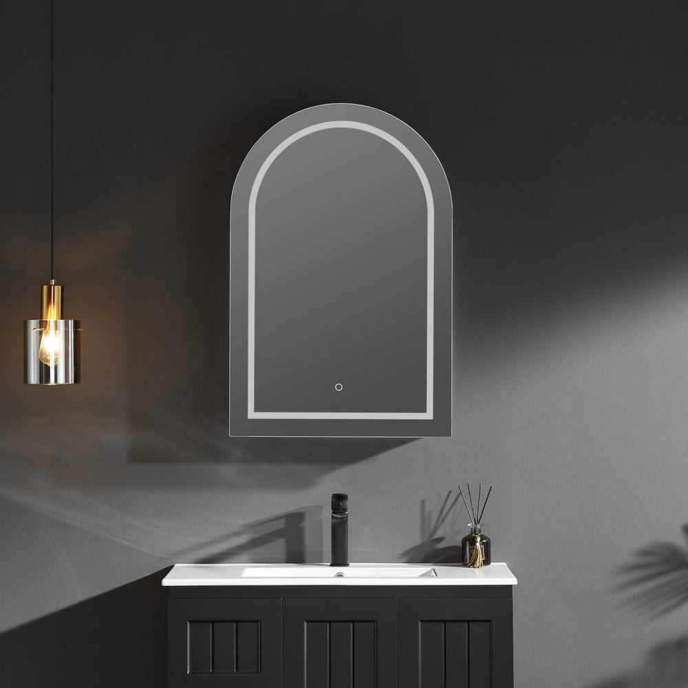 VITO LUMERO MATTE BLACK LED PVC MIRROR SHAVING CABINET 600X900MM