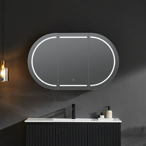 VITO LUMERO MATTE BLACK LED PVC MIRROR SHAVING CABINET 1200X750MM