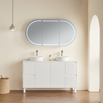 VITO LUMERO MATTE WHITE LED PVC MIRROR SHAVING CABINET 1500X800MM
