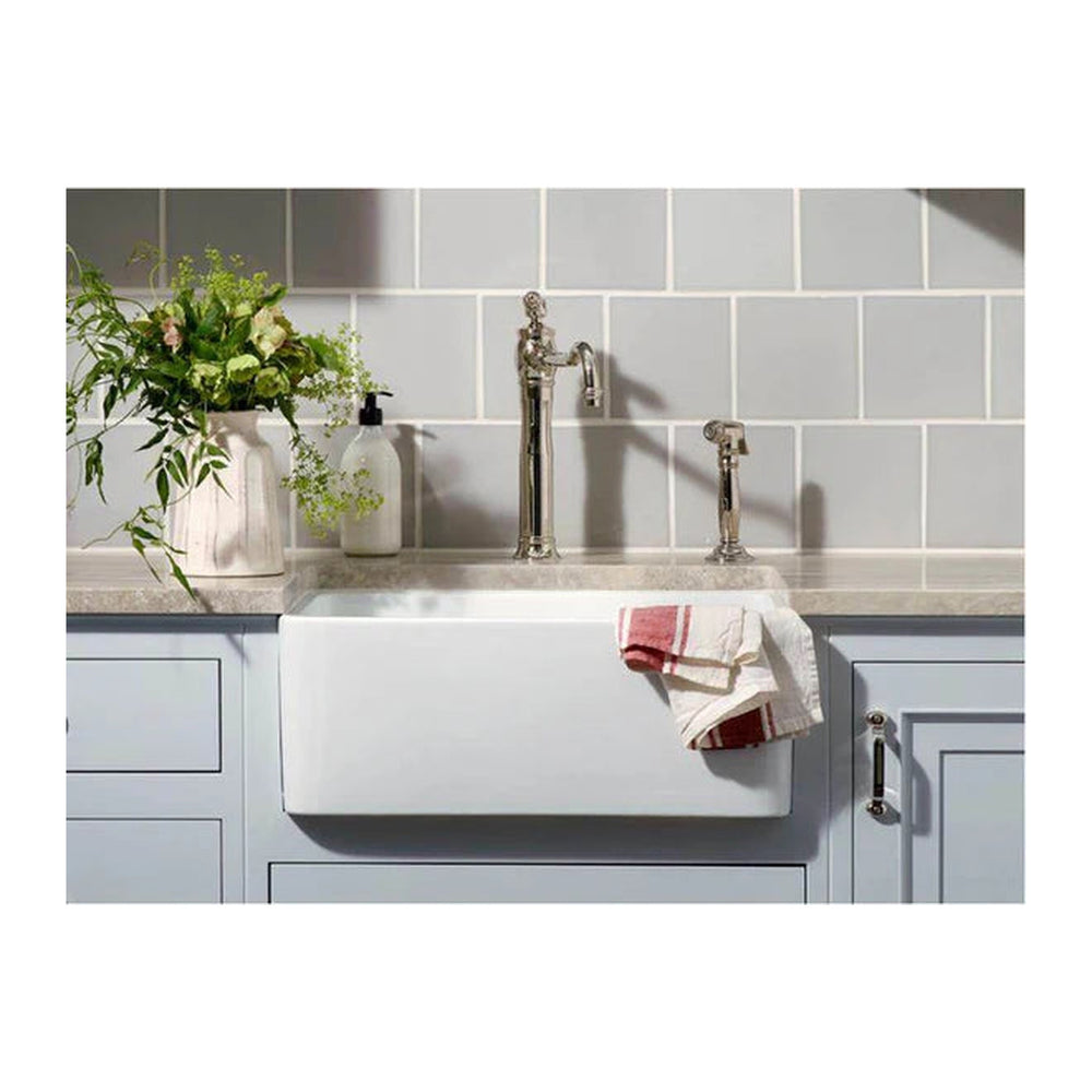 VITO CLAYTON FIRECLAY SINGLE BOWL FARMHOUSE KITCHEN SINK GLOSS WHITE 600MM