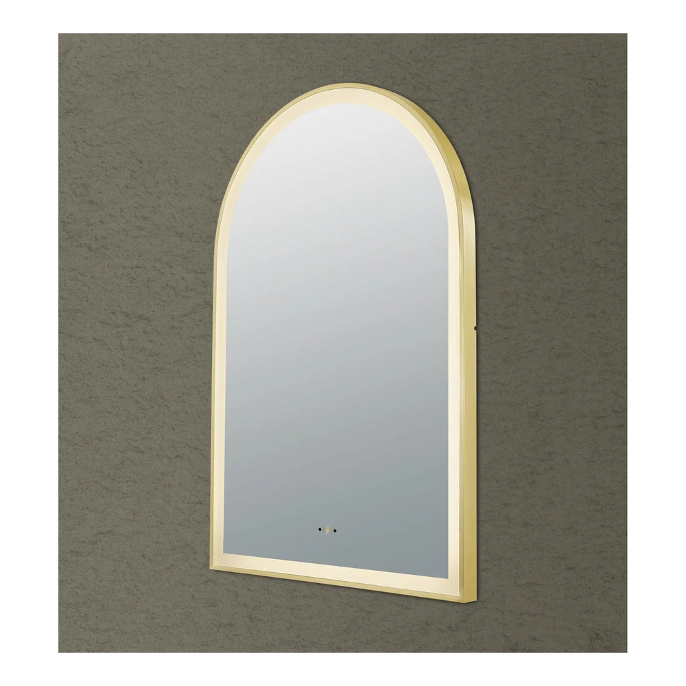 VITO LIRRA ARCHED IRON FRAMED LED MIRROR BRUSHED GOLD 600X900MM