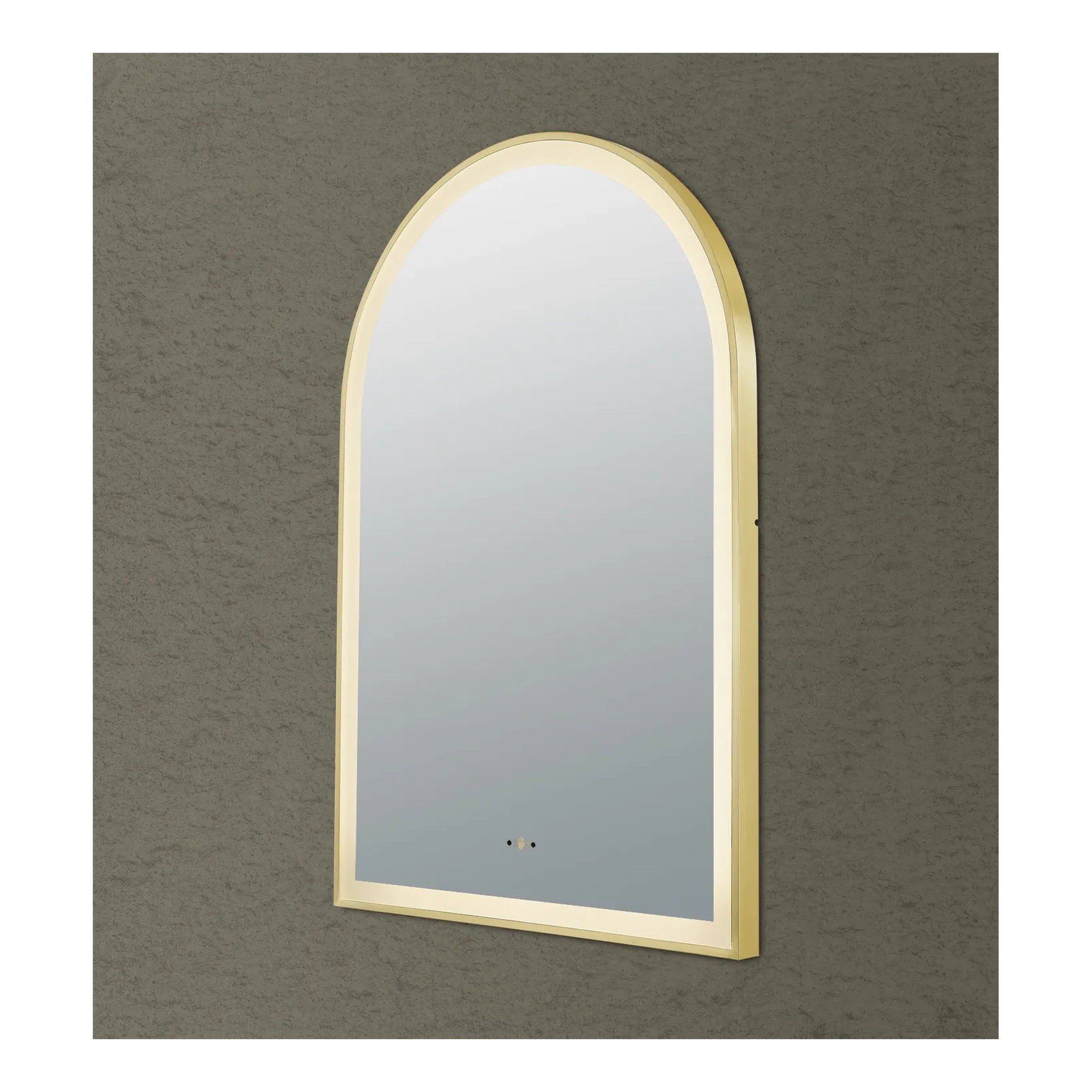 VITO LIRRA ARCHED IRON FRAMED LED MIRROR BRUSHED GOLD 600X900MM