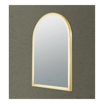 VITO LIRRA ARCHED IRON FRAMED LED MIRROR BRUSHED GOLD 600X900MM