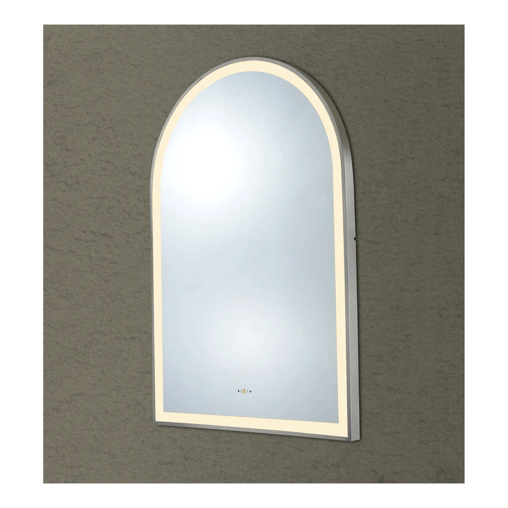 VITO LIRRA ARCHED IRON FRAMED LED MIRROR BRUSHED NICKEL 600X900MM