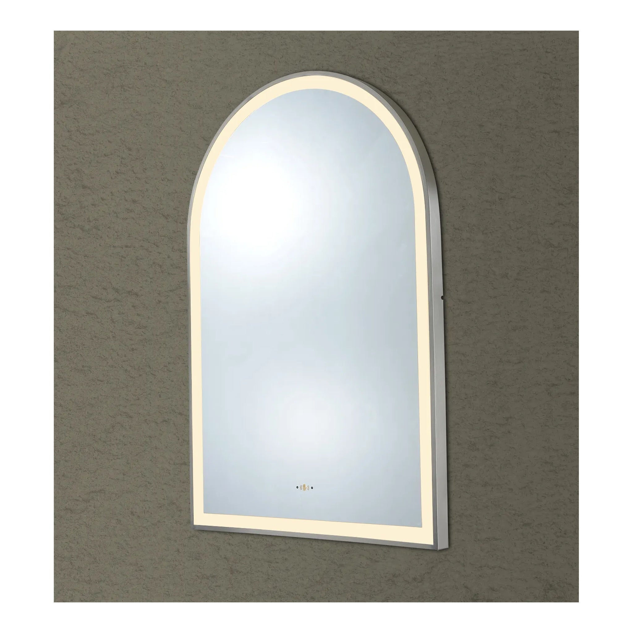 VITO LIRRA ARCHED IRON FRAMED LED MIRROR BRUSHED NICKEL 600X900MM