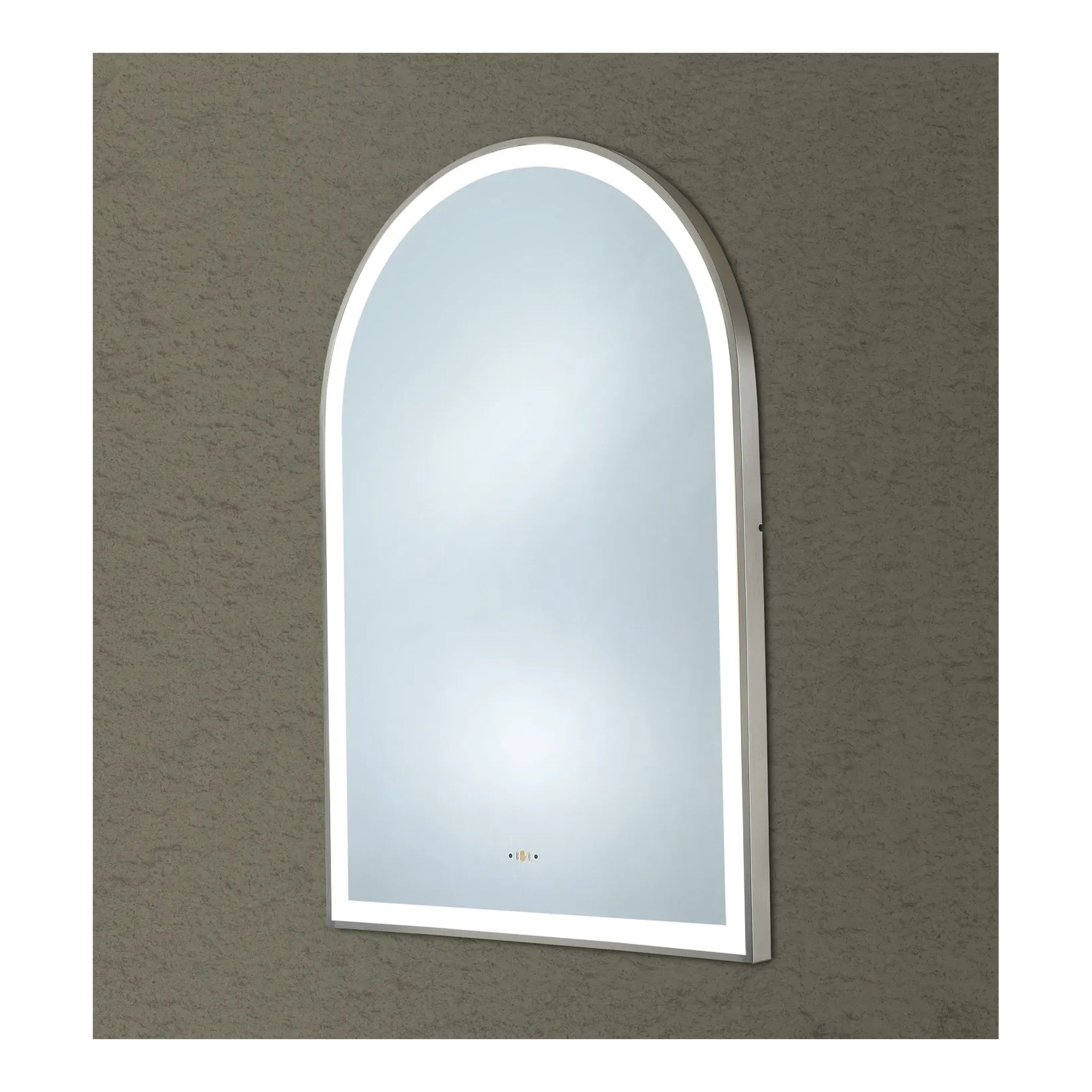 VITO LIRRA ARCHED IRON FRAMED LED MIRROR GUN METAL 600X900MM