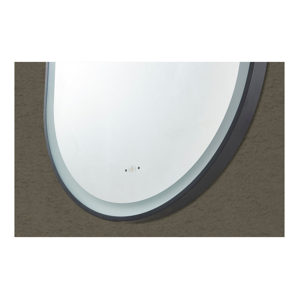VITO LIRRA OVAL IRON FRAMED LED MIRROR MATTE BLACK 450X900MM
