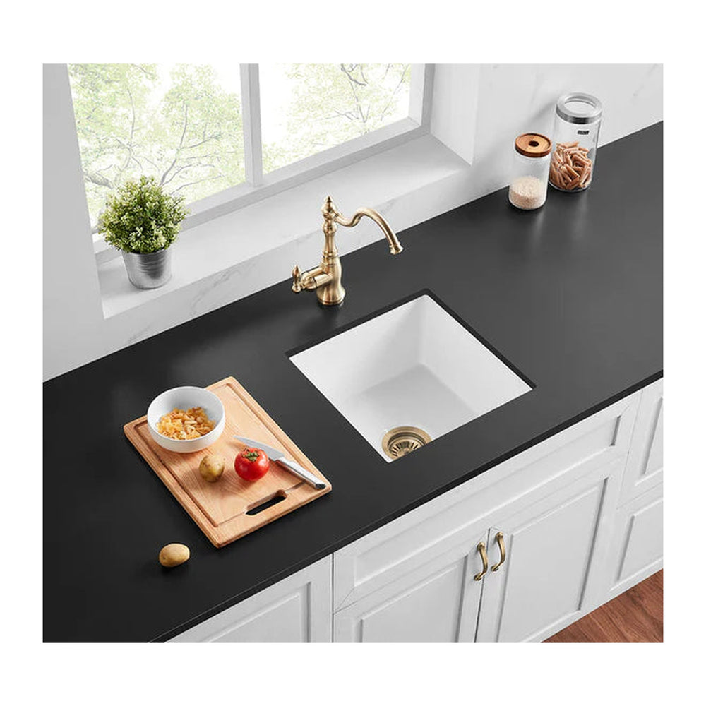 VITO NADIA SINGLE BOWL INSET AND UNDERMOUNT FIRECLAY KITCHEN SINK GLOSS WHITE 457MM