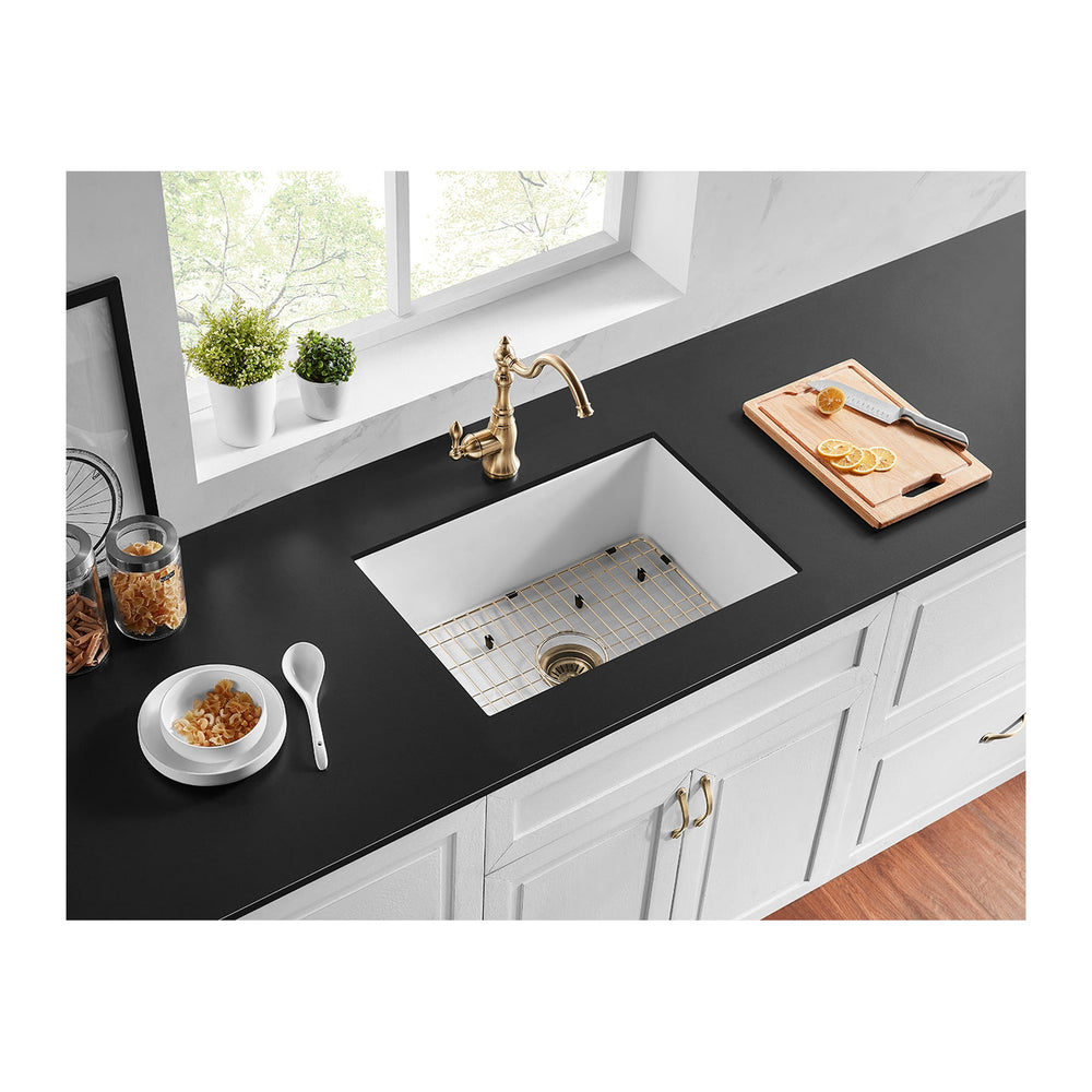VITO NADIA SINGLE BOWL INSET AND UNDERMOUNT FIRECLAY KITCHEN SINK GLOSS WHITE 810MM