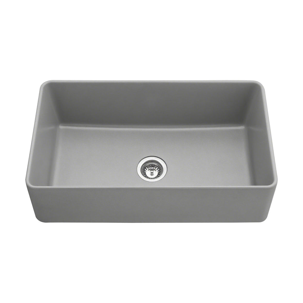 VITO QUARTZ SINGLE BOWL FARMHOUSE KITCHEN SINK MATTE GREY 838MM