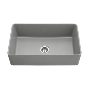 VITO QUARTZ SINGLE BOWL FARMHOUSE KITCHEN SINK MATTE GREY 838MM