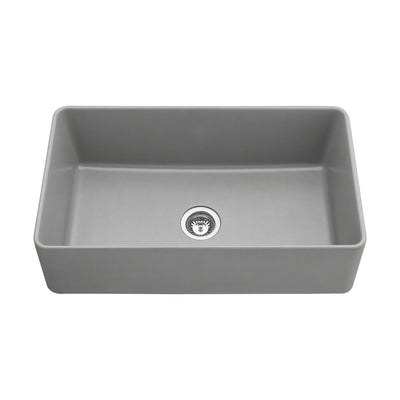 VITO QUARTZ SINGLE BOWL FARMHOUSE KITCHEN SINK MATTE GREY 838MM