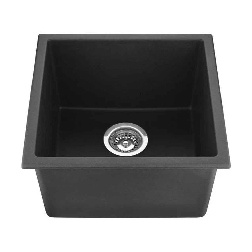 VITO QUARTZ SINGLE BOWL UNDERMOUNT KITCHEN SINK MATTE BLACK 381MM