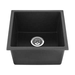 VITO QUARTZ SINGLE BOWL UNDERMOUNT KITCHEN SINK MATTE BLACK 381MM