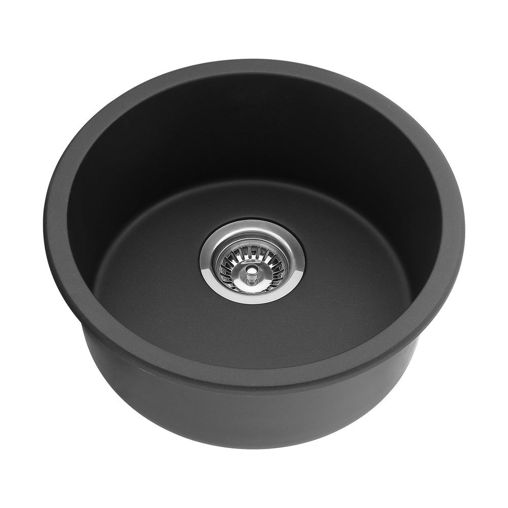 VITO QUARTZ SINGLE BOWL UNDERMOUNT KITCHEN SINK MATTE BLACK 410MM