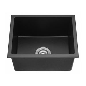 VITO QUARTZ SINGLE BOWL UNDERMOUNT KITCHEN SINK MATTE BLACK 432MM