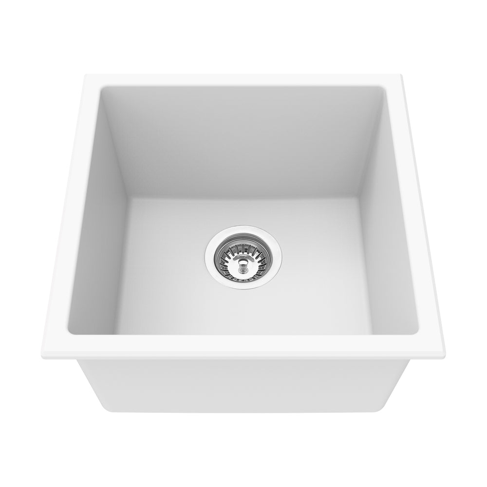 VITO QUARTZ SINGLE BOWL UNDERMOUNT KITCHEN SINK MATTE WHITE 432MM