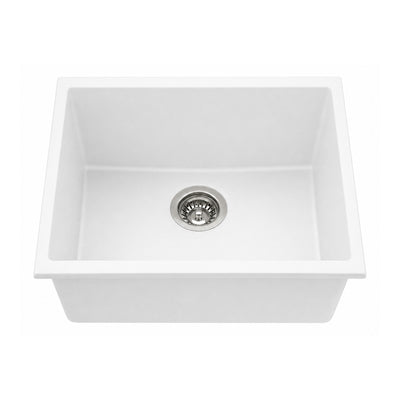 VITO QUARTZ SINGLE BOWL UNDERMOUNT KITCHEN SINK MATTE WHITE 543MM