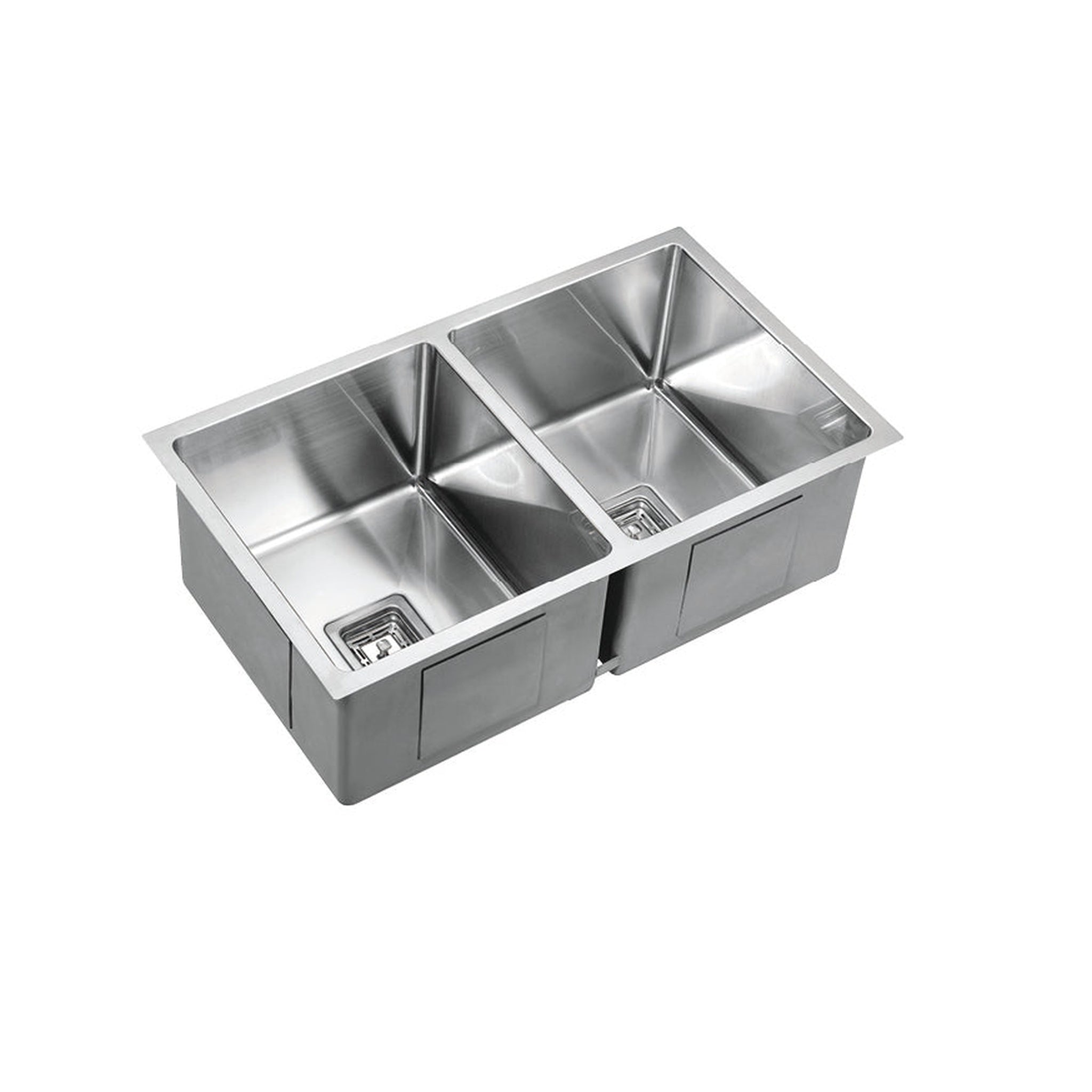 VITO STAINLESS STEEL DOUBLE BOWL INSET AND UNDERMOUNT KITCHEN SINK 775MM