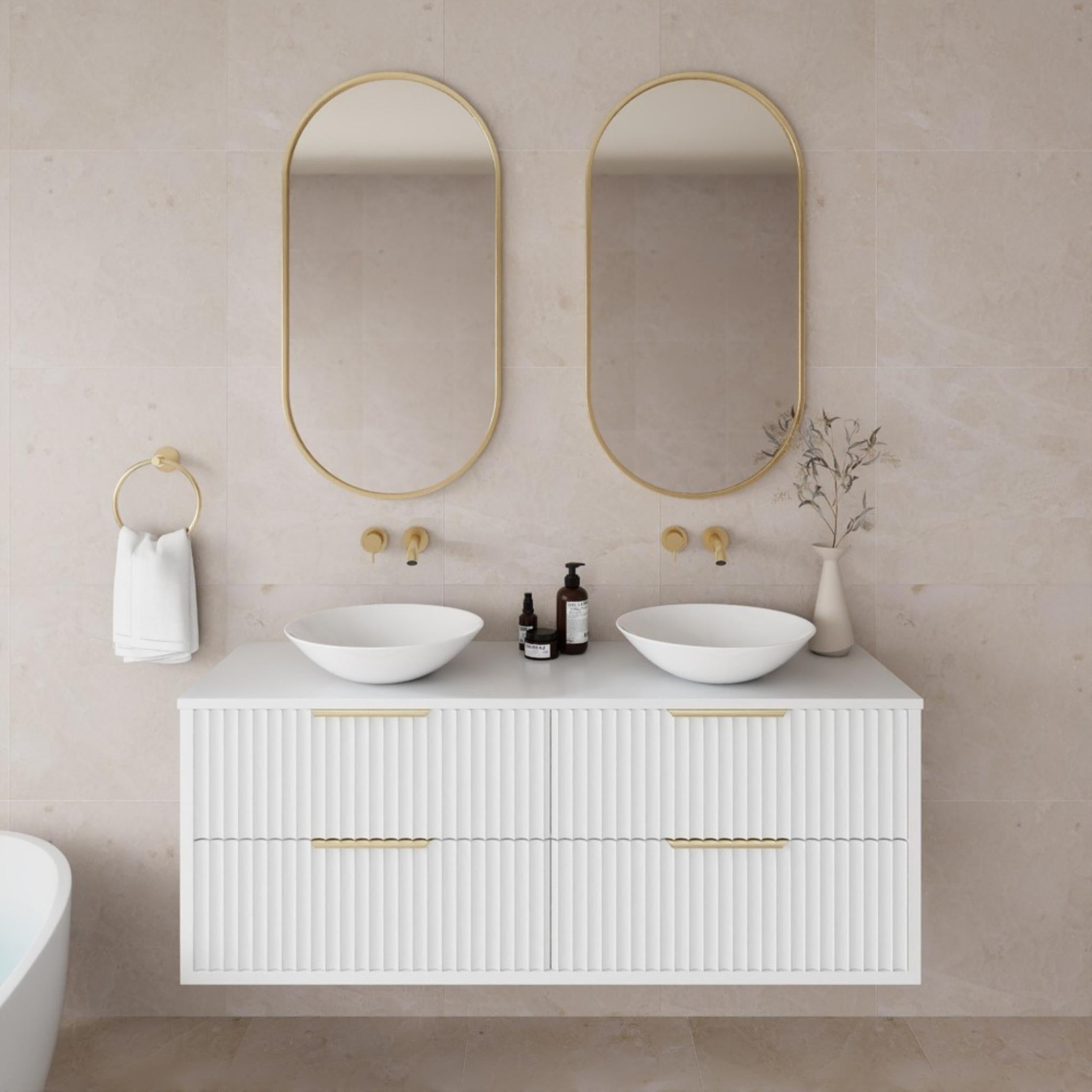 CETO ROME MATTE WHITE 1500MM DOUBLE BOWL WALL HUNG VANITY