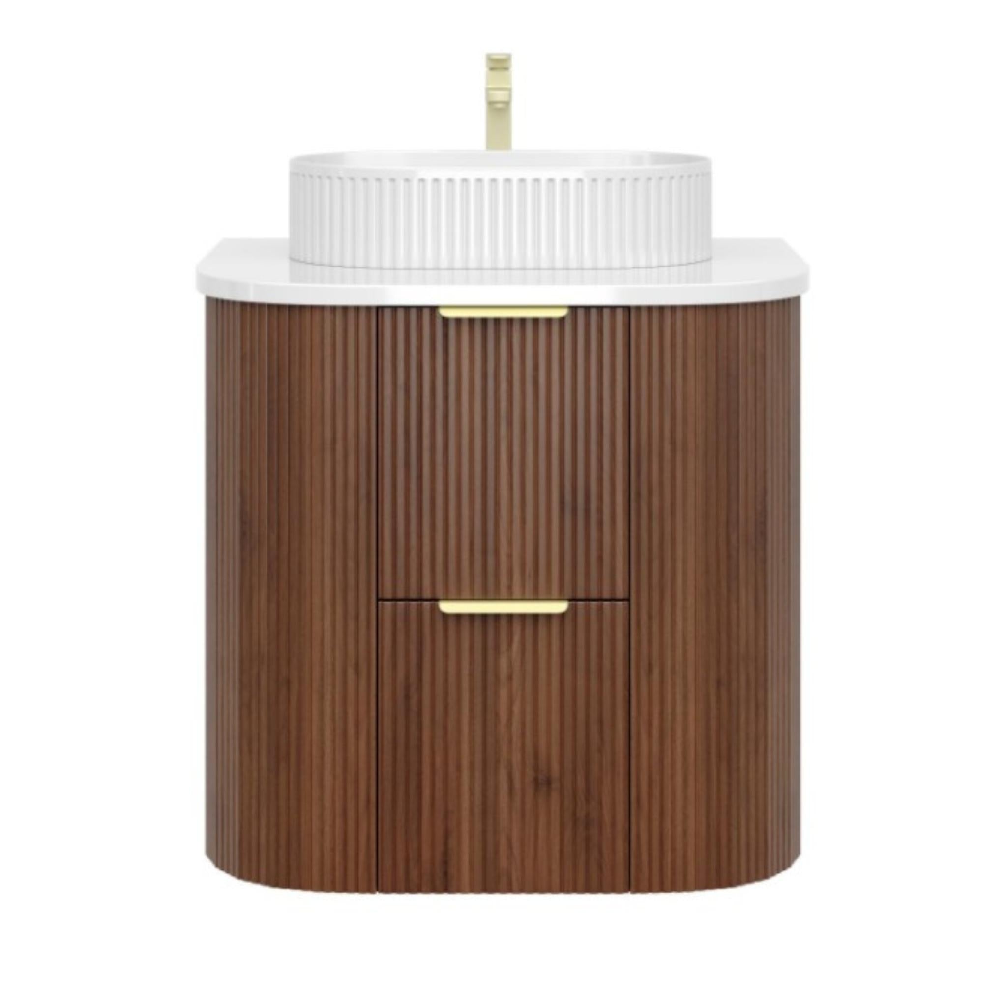CETO ARTIS WALNUT 600MM SINGLE BOWL WALL HUNG VANITY
