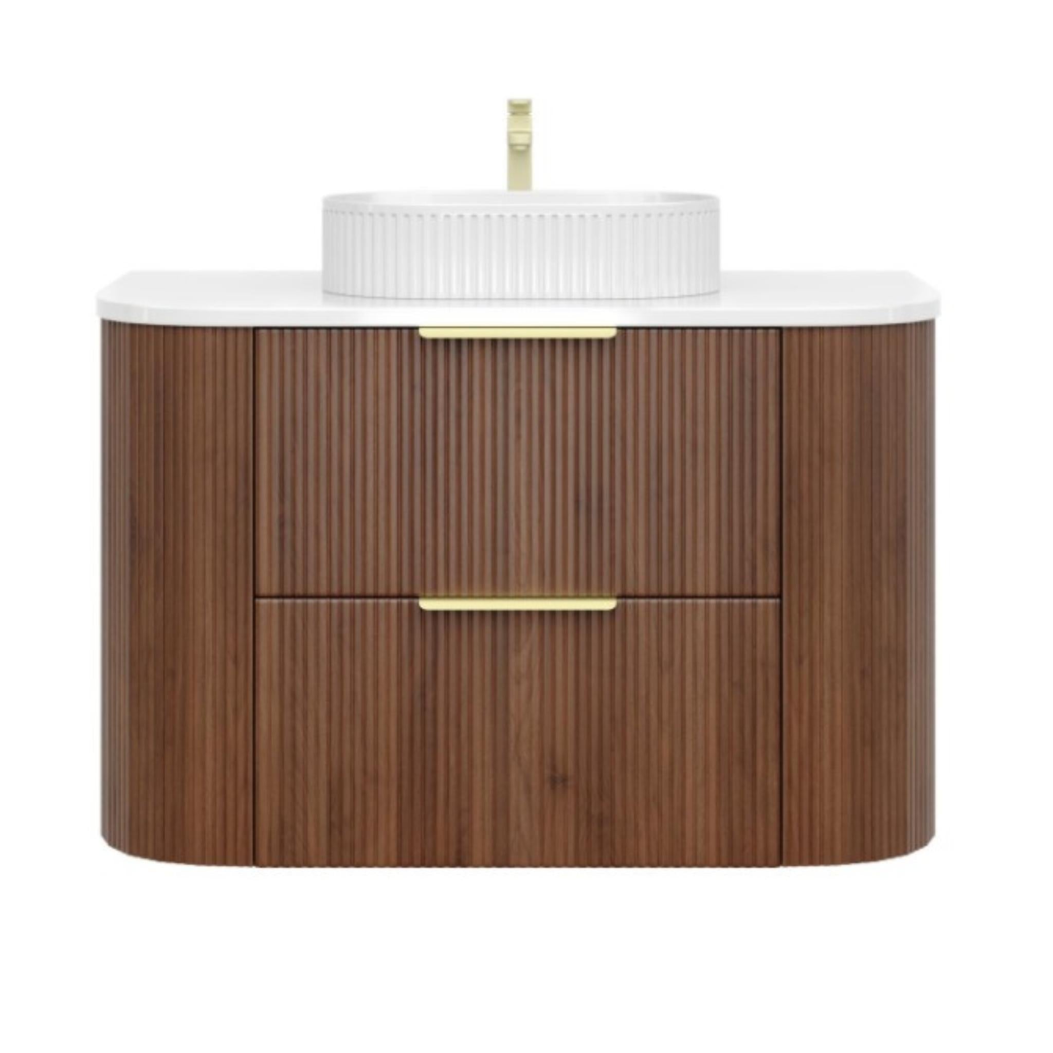 CETO ARTIS WALNUT 900MM SINGLE BOWL WALL HUNG VANITY