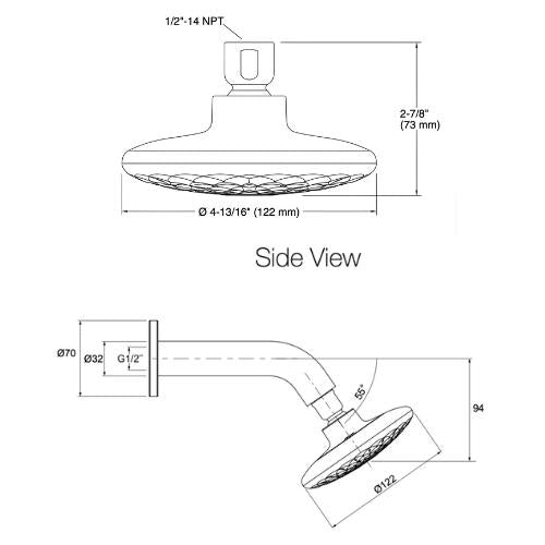 KOHLER EXHALE SHOWER ARM AND SHOWER HEAD 122MM CHROME