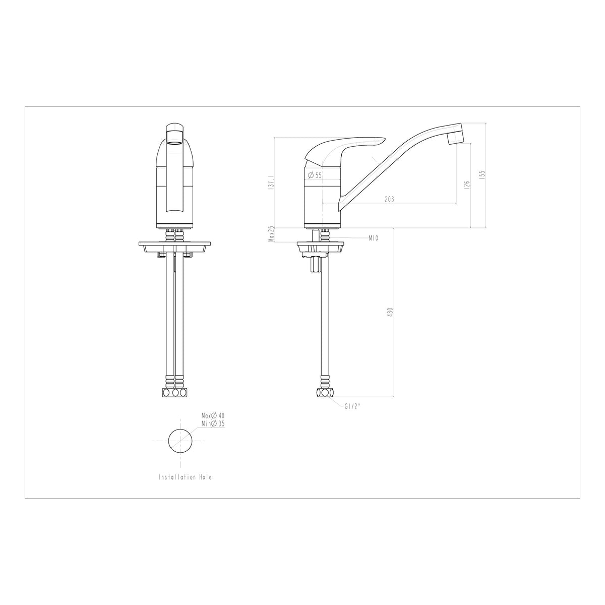 AMERICAN STANDARD STUDIO SAGA TUBULAR SINK MIXER TAP CHROME