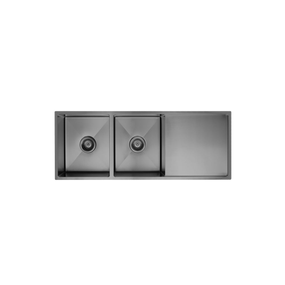 VITO STAINLESS STEEL DOUBLE BOWL INSET AND UNDERMOUNT KITCHEN SINK WITH DRAINER 1160MM