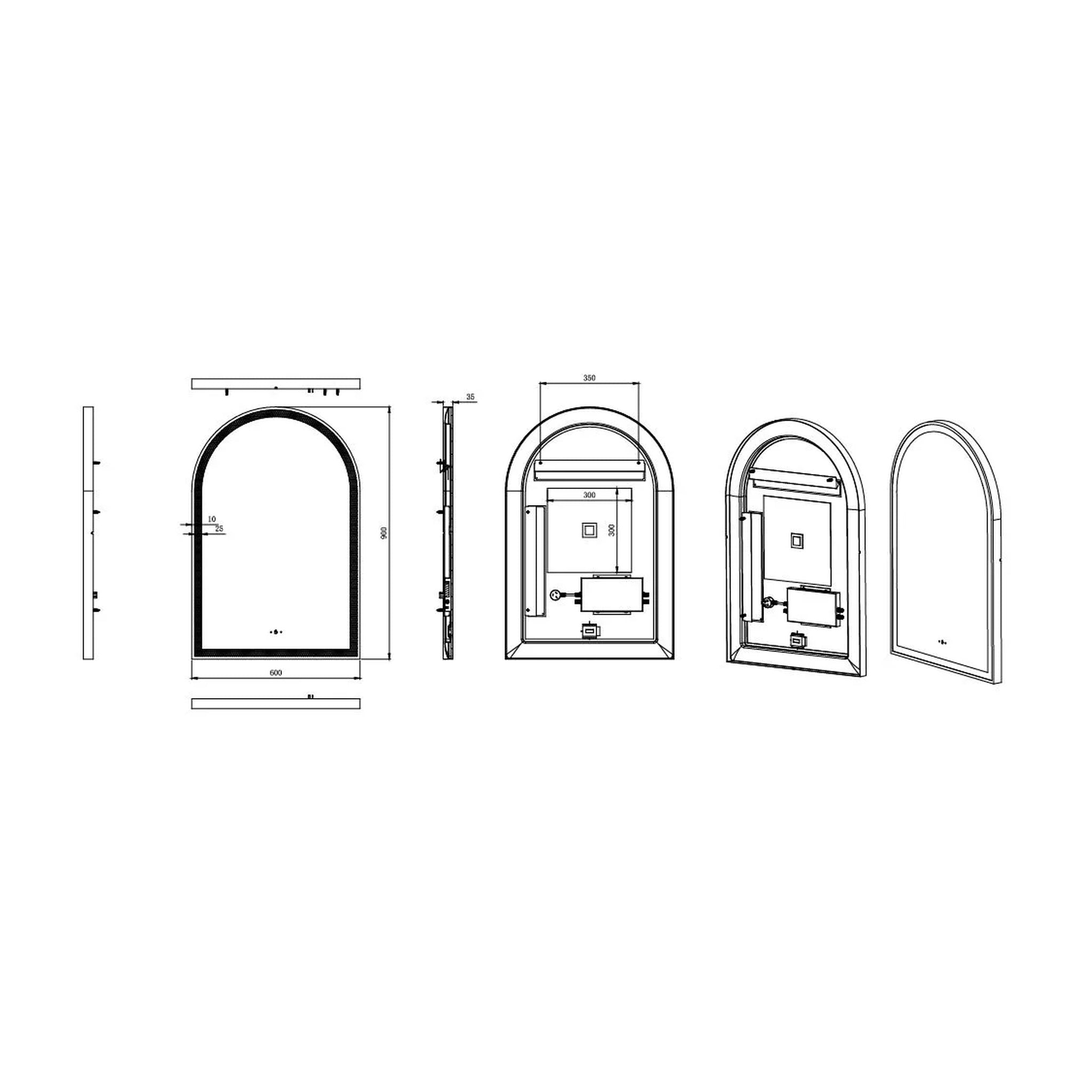 VITO LIRRA ARCHED IRON FRAMED LED MIRROR GUN METAL 600X900MM