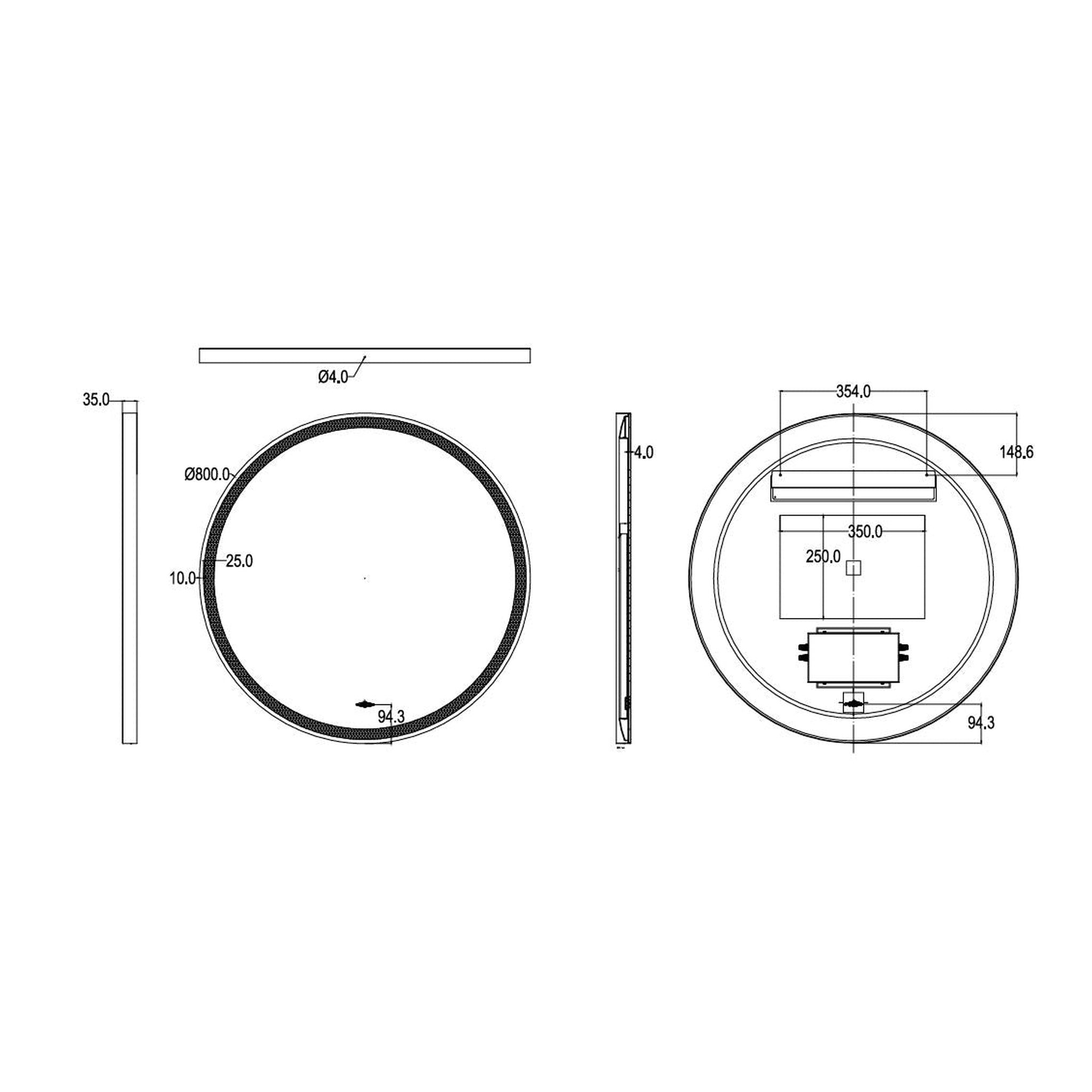 VITO LIRRA ROUND IRON FRAMED LED MIRROR BRUSHED GOLD 800X800MM