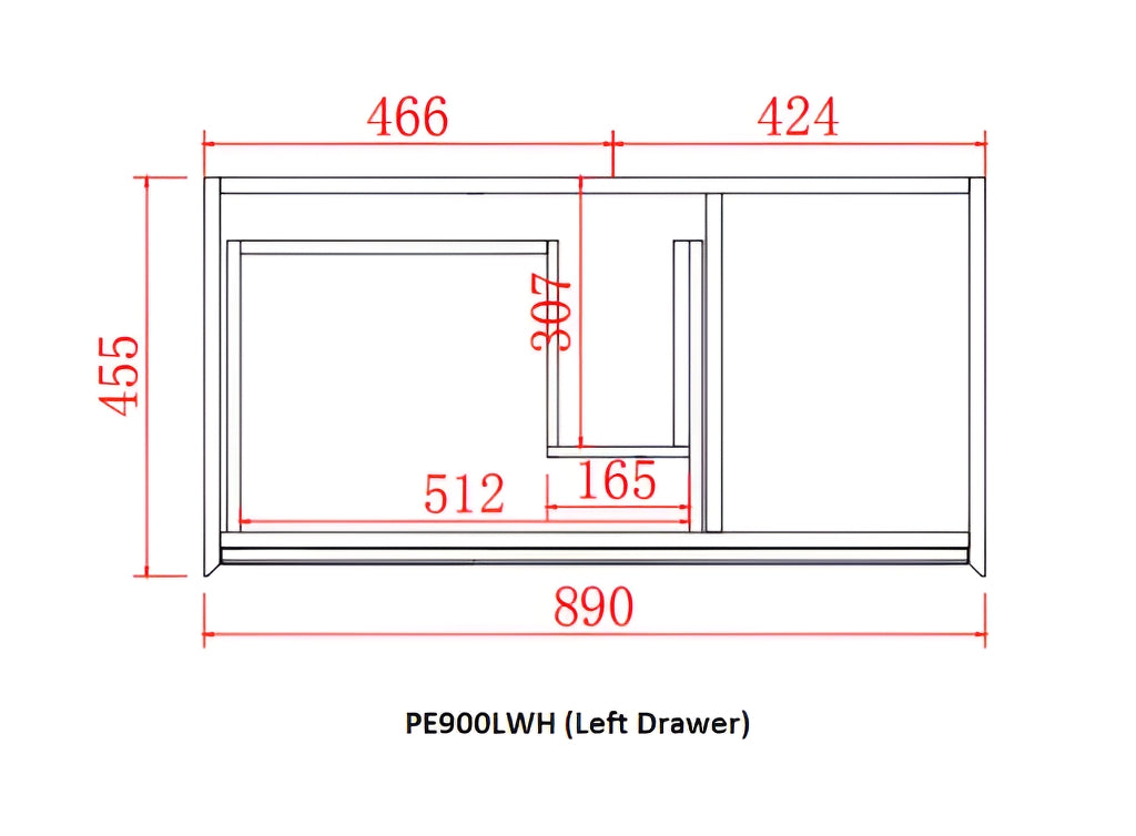 POSEIDON PETRA  MATTE WHITE AND MATTE BLACK 900MM SINGLE BOWL WALL HUNG VANITY (AVAILABLE IN LEFT AND RIGHT HAND DRAWER)