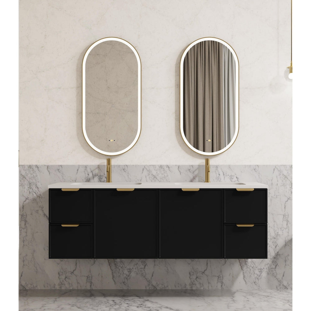 VITO LIRRA OVAL IRON FRAMED LED MIRROR BRUSHED GOLD 450X900MM