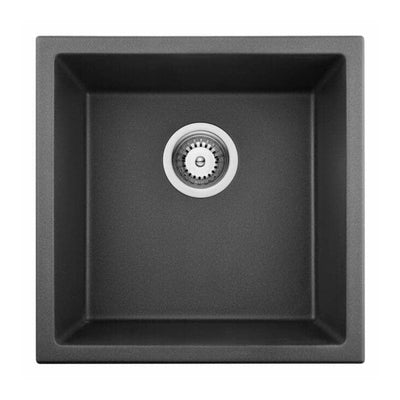 VITO QUARTZ SINGLE BOWL UNDERMOUNT KITCHEN SINK MATTE BLACK 381MM