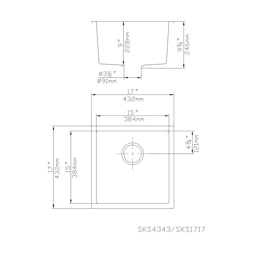 VITO QUARTZ SINGLE BOWL UNDERMOUNT KITCHEN SINK MATTE BLACK 432MM