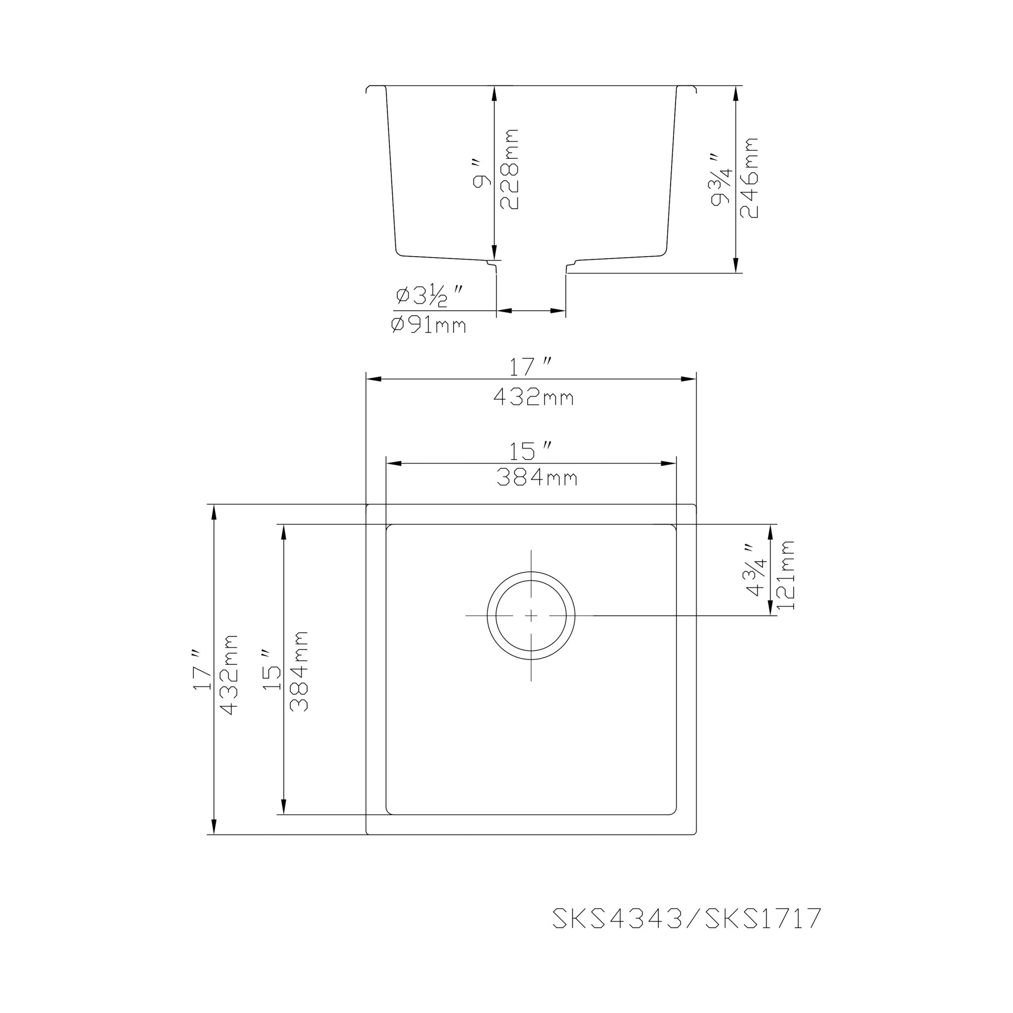 VITO QUARTZ SINGLE BOWL UNDERMOUNT KITCHEN SINK MATTE BLACK 432MM