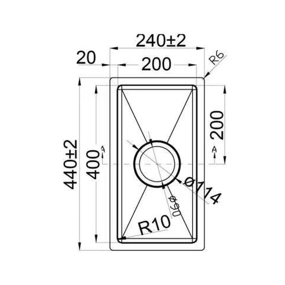 VITO STAINLESS STEEL SINGLE BOWL UNDERMOUNT KITCHEN SINK 240MM
