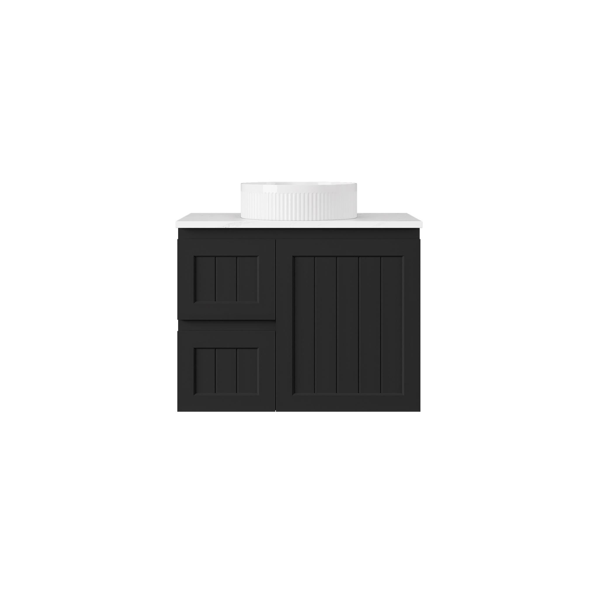LUKKA ARCHILL FEDERATION BLACK 750MM SINGLE BOWL WALL HUNG VANITY (AVAILABLE IN LEFT AND RIGHT HAND DRAWER)