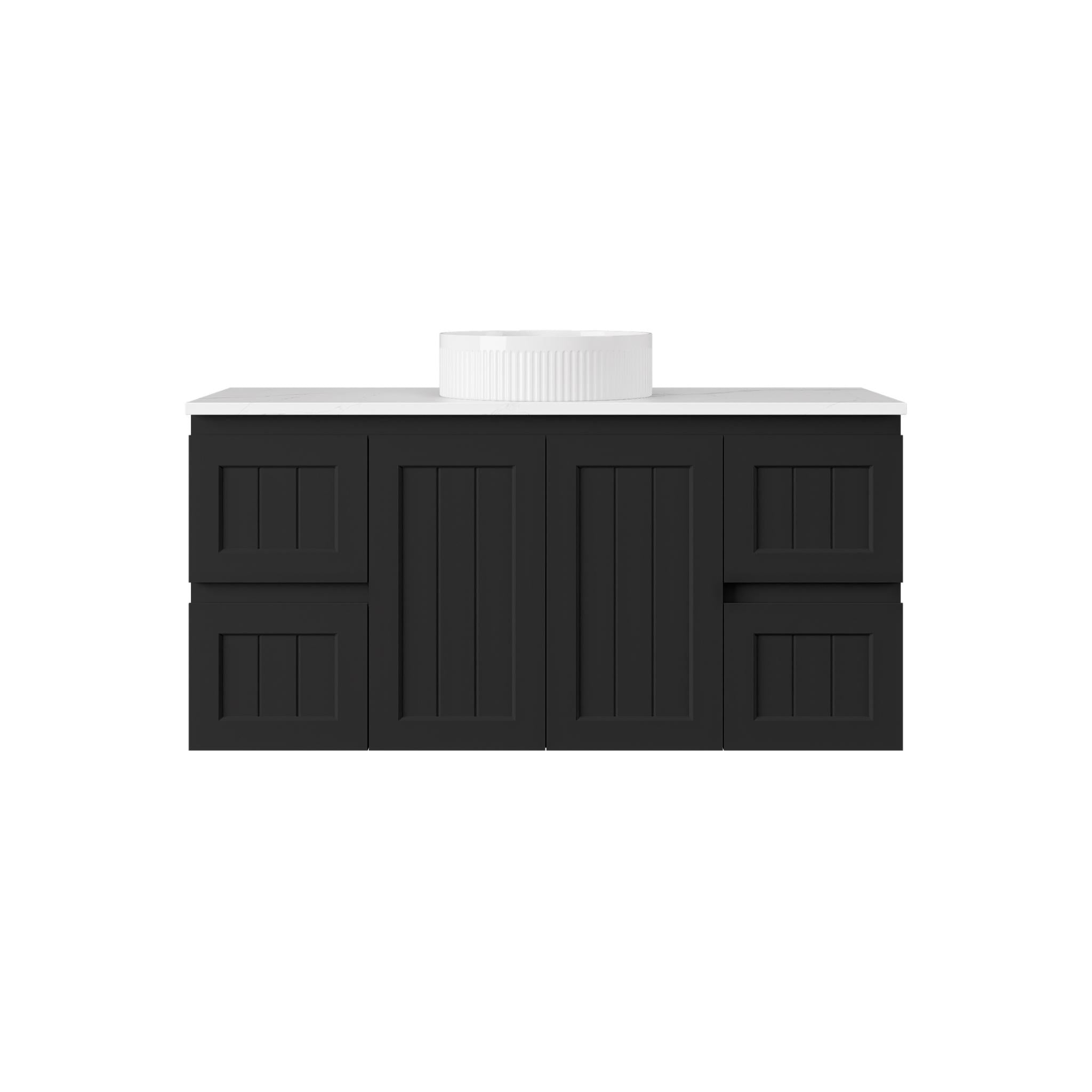 LUKKA ARCHILL FEDERATION MATTE BLACK 1200MM SINGLE BOWL WALL HUNG VANITY