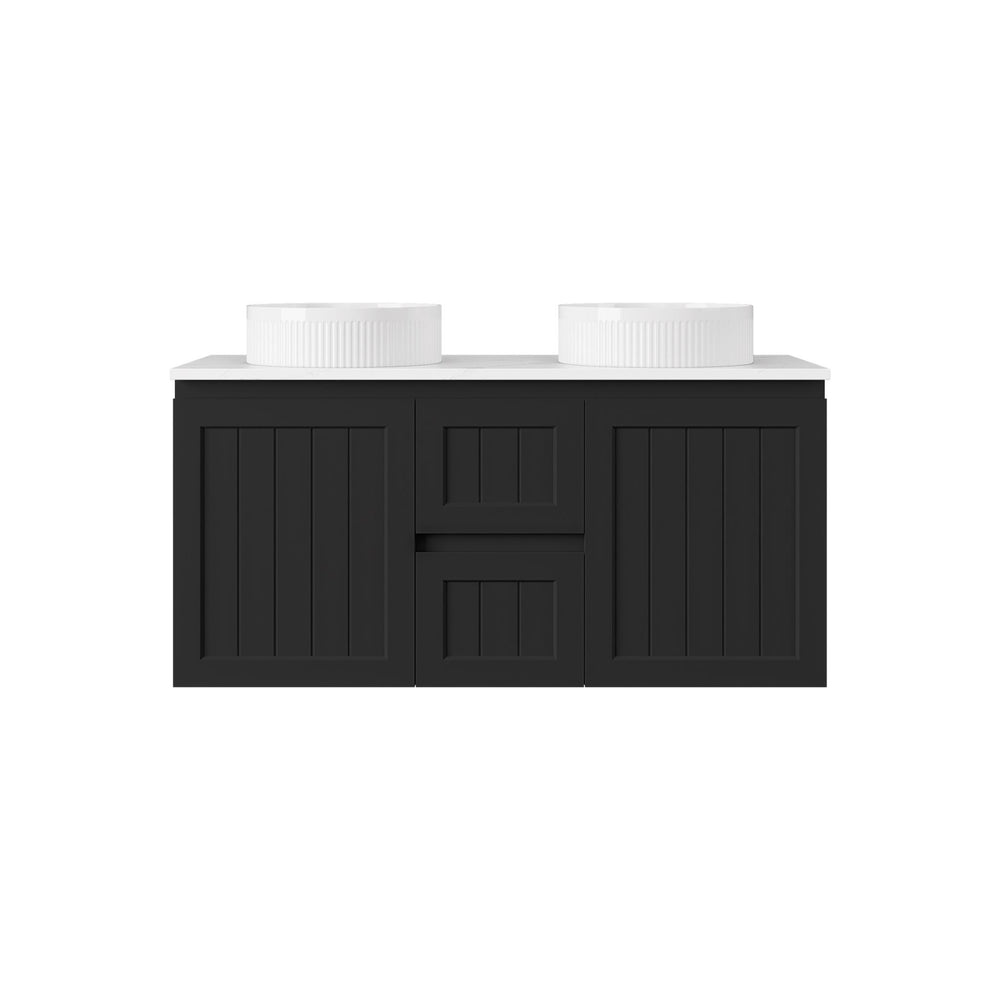 LUKKA ARCHILL FEDERATION MATTE BLACK 1200MM DOUBLE BOWL WALL HUNG VANITY