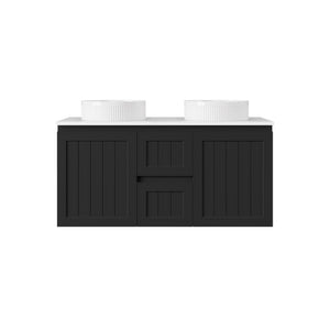 LUKKA ARCHILL FEDERATION MATTE BLACK 1200MM DOUBLE BOWL WALL HUNG VANITY