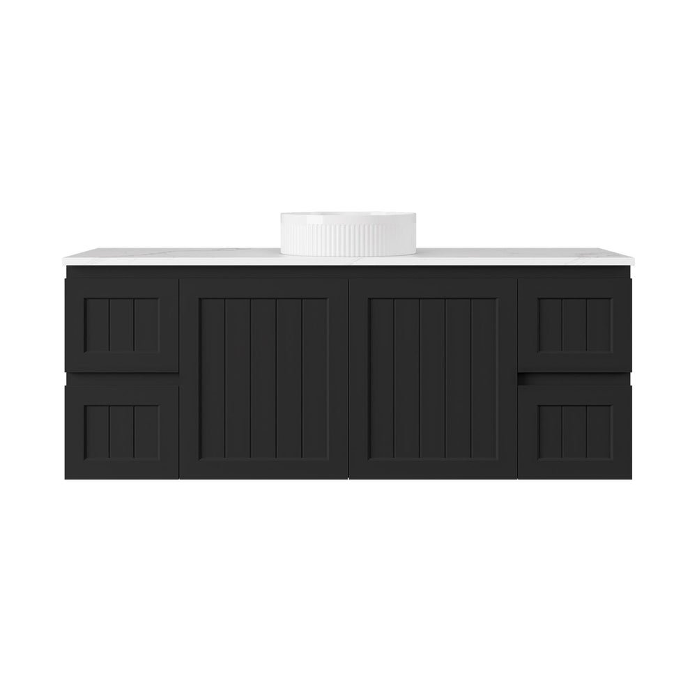LUKKA ARCHILL FEDERATION MATTE BLACK 1500MM SINGLE BOWL WALL HUNG VANITY