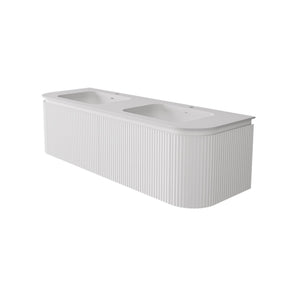 LUKKA ESTELLA MATTE WHITE 1200MM CURVE DOUBLE BOWL WALL HUNG VANITY