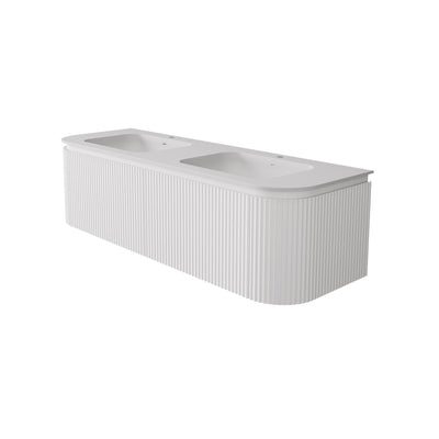 LUKKA ESTELLA MATTE WHITE 1200MM CURVE DOUBLE BOWL WALL HUNG VANITY