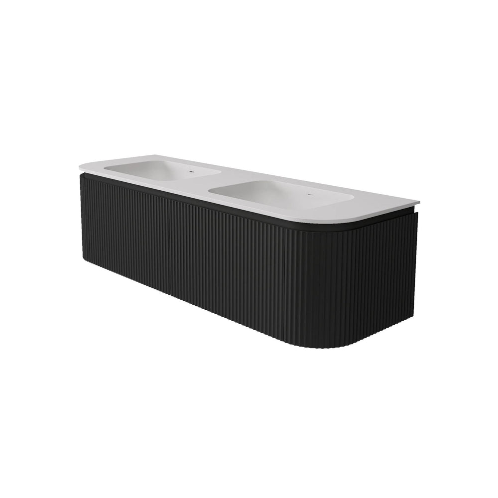 LUKKA ESTELLA MATTE BLACK 1200MM CURVE DOUBLE BOWL WALL HUNG VANITY