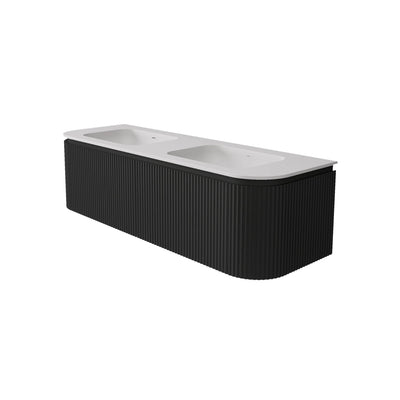 LUKKA ESTELLA MATTE BLACK 1200MM CURVE DOUBLE BOWL WALL HUNG VANITY