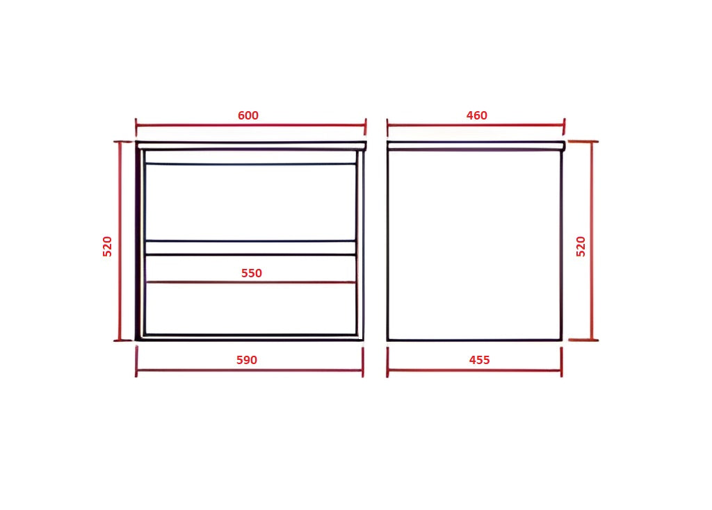 POSEIDON PETRA MATTE WHITE AND MATTE BLACK 600MM WALL HUNG VANITY