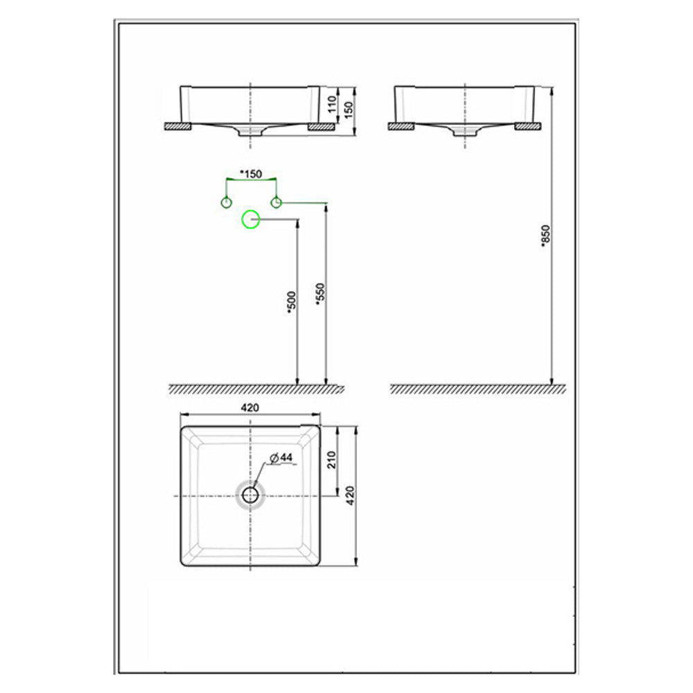 AMERICAN STANDARD ACACIA SUPASLEEK VESSEL BASIN NO OVERFLOW WHITE 420MM