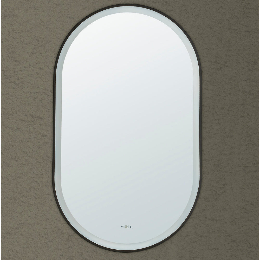 VITO LIRRA OVAL IRON FRAMED LED MIRROR MATTE BLACK 450X900MM