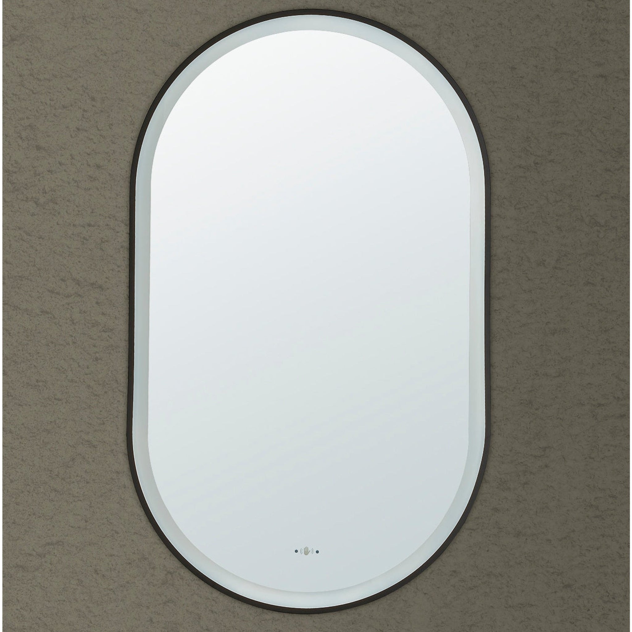 VITO LIRRA OVAL IRON FRAMED LED MIRROR MATTE BLACK 450X900MM